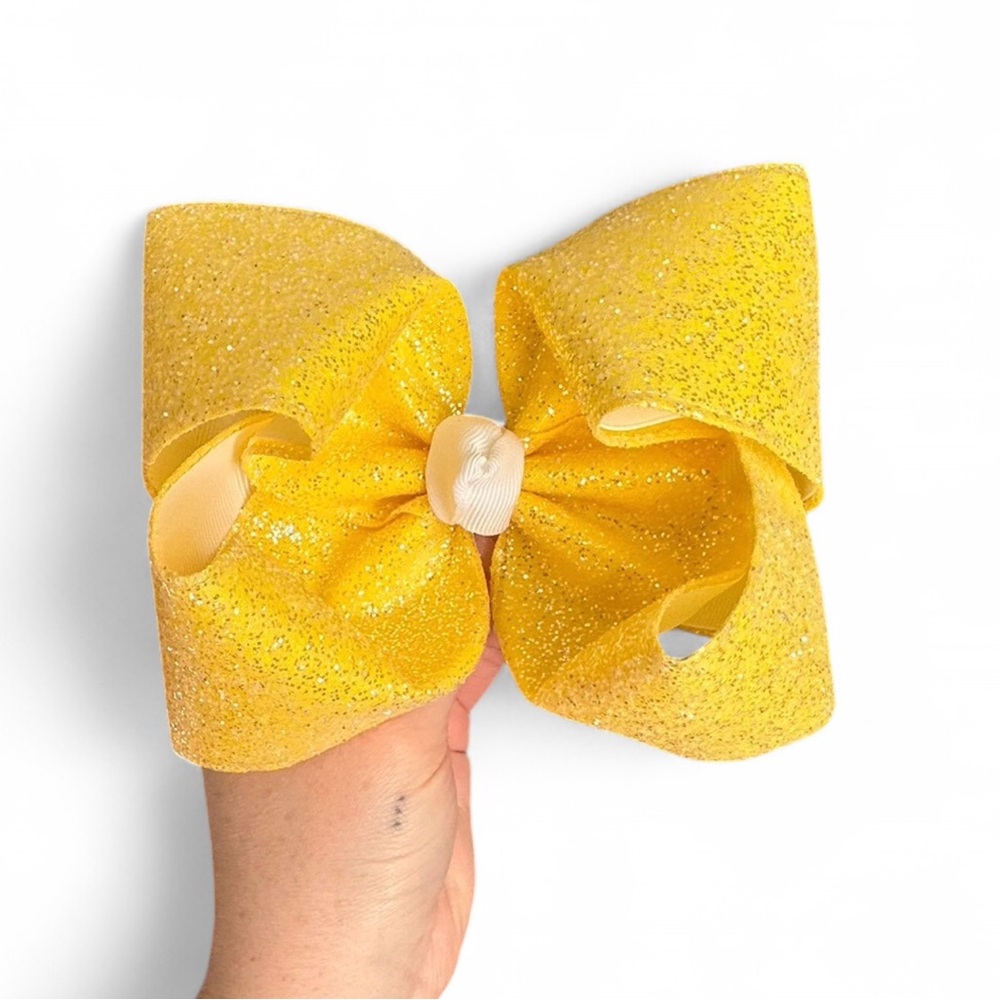 Yellow Glitter smocked bow